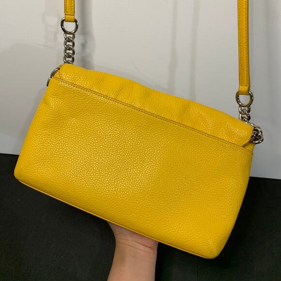 Coach Purse Small Crosstown Crossbody Bag in Yellow With Chain Detail & Turnlock - Picture 3 of 15